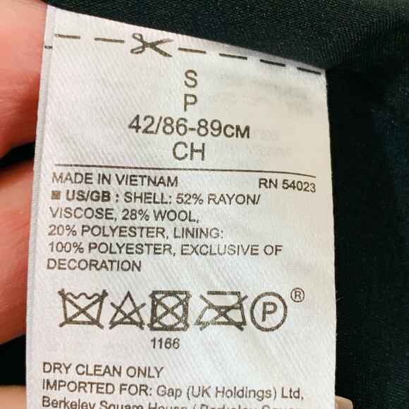 Banana Republic Sz S Asymmetrical Tweed Fringe Blazer Jacket Black Gray Career - Picture 9 of 9